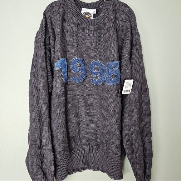 ReMADE By UO Urban Renewal 1995 Denim Patch Sweater, S/M **EACH ONE UNIQUE** - Picture 1 of 9